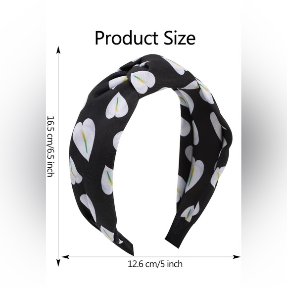 Black & White Leaf Pattern Top Knot Headband - Picture 3 of 10